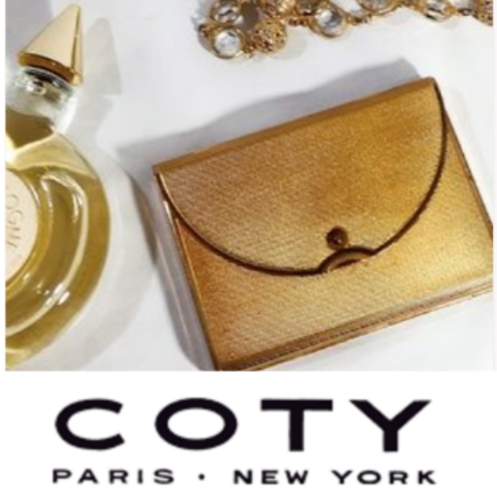 Vintage 1940s Art Deco Coty Gold Tone   Envelope Powder/Card Case Compact